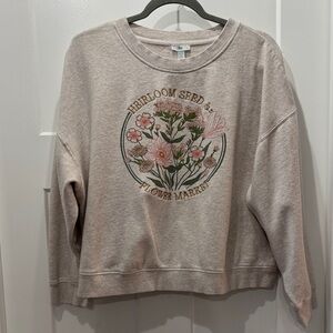 Dip Beige Floral Graphic Sweater Size 1X